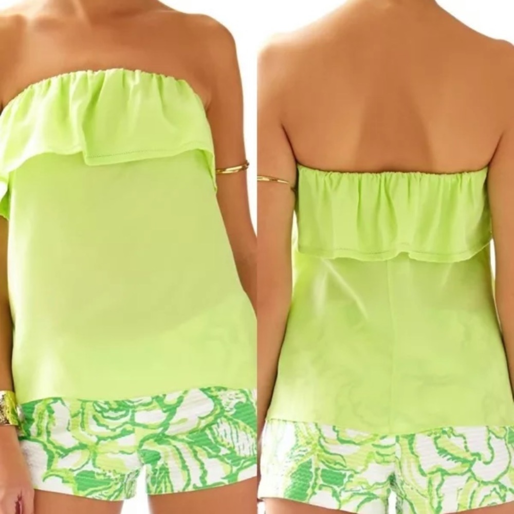 Lilly Pulitzer Ginny Top light green blouse 100% silk medium M sleeveless